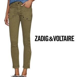 Zadig & Voltaire Evron Cotton Slim Cut Pants – Olive Green – Size 28